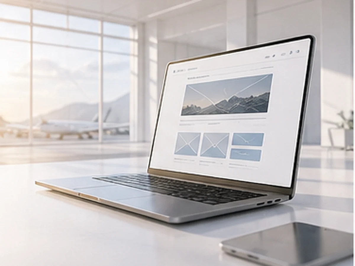 A premium website development workspace showing refined interface and content planning.